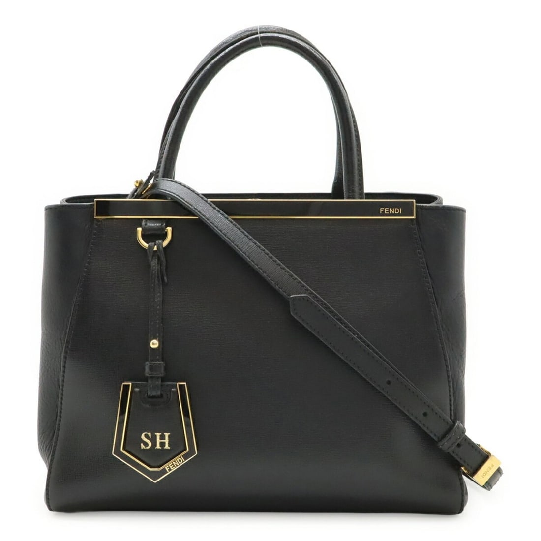 FENDI Petite 2Jours handbag, tote bag, shoulder leather, black, 8BH253: --- Catalog ---Category: SizeSize (HxWxD): 20.5cm x 26cm x 12cm / 8.07'' x 10.23'' x 4.72''Category: DesignType: Handbag, Shoulder bag, Tote bagColor: BlackGender: WomenMaterial: Leather Hardware Colo