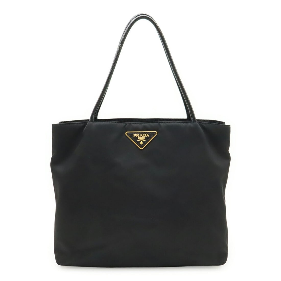PRADA Triangle Tote Bag Shoulder Nylon Patent Leather NERO Black BR3854: --- Catalog ---Category: SizeSize (HxWxD): 26.5cm x 31.5cm x 13.5cm / 10.43'' x 12.4'' x 5.31''Category: DesignType: Shoulder bag, Tote bagColor: Black, NeroGender: WomenMaterial: Nylon , Patent leath