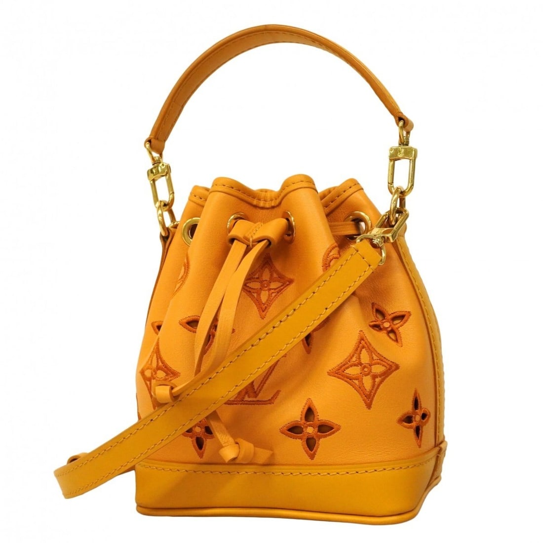 Louis Vuitton Nano Noe M82469 Saffron 2-way handbag for women: --- Catalog ---Category: SizeSize (HxWxD): 15.5cm x 13cm x 10cm / 6.1'' x 5.11'' x 3.93''Category: DesignType: HandbagColor: SaffronGender: WomenCategory: GeneralMPN: M82469Brand: Louis Vuitton--- Ite