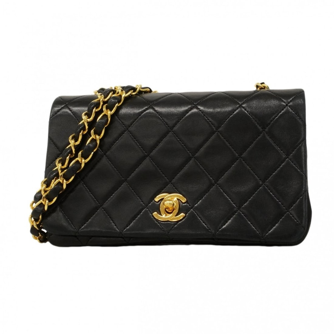 Chanel Matelassé Chain Shoulder Bag, Lambskin, Black, Women's: --- Catalog ---Category: SizeSize (HxWxD): 11cm x 18.5cm x 7cm / 4.33'' x 7.28'' x 2.75''Category: DesignType: Shoulder bagColor: BlackGender: WomenMaterial: Leather Hardware Color: GoldLeather/Fur Ty