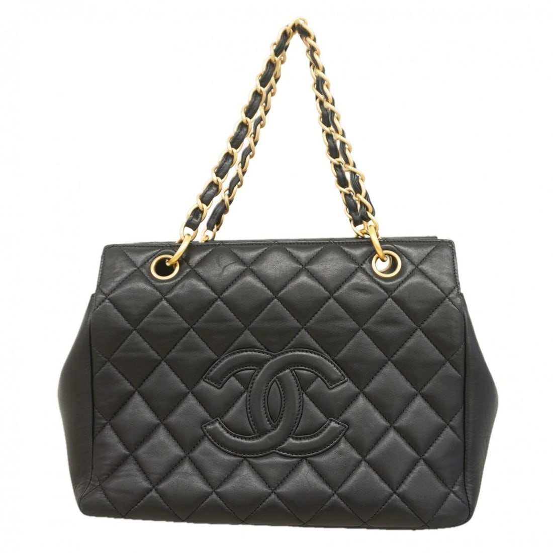 Chanel Matelassé Lambskin Handbag, Black, Women's: --- Catalog ---Category: SizeSize (HxWxD): 20cm x 26cm x 14cm / 7.87'' x 10.23'' x 5.51''Category: DesignType: HandbagColor: BlackGender: WomenMaterial: Leather Hardware Color: GoldLeather/Fur Type: L