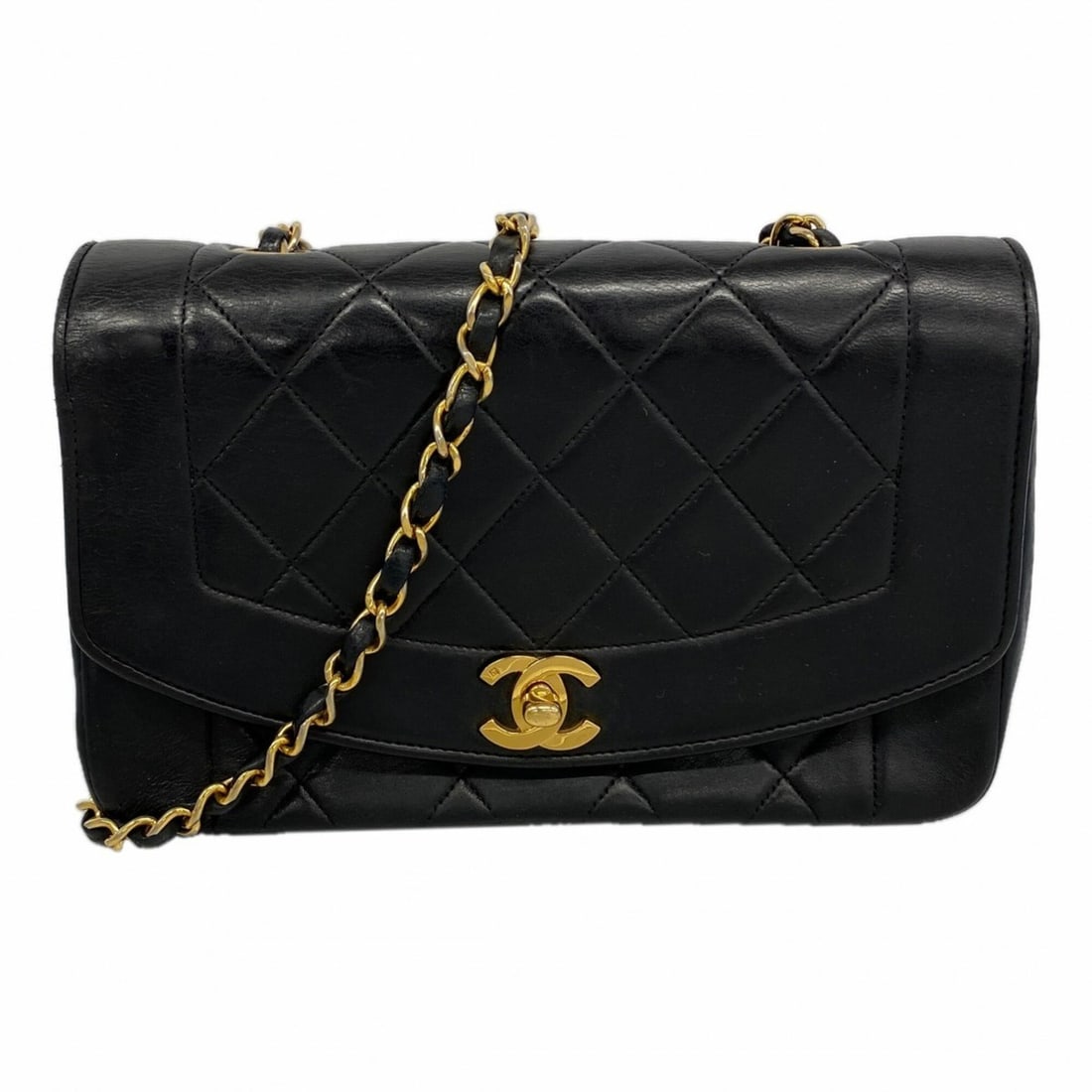 Chanel Diana Chain Shoulder Bag, Lambskin, Black, Women's: --- Catalog ---Category: SizeSize (HxWxD): 14cm x 21.5cm x 7cm / 5.51'' x 8.46'' x 2.75''Category: DesignType: Shoulder bagColor: BlackGender: WomenMaterial: Leather Hardware Color: GoldLeather/Fur Ty