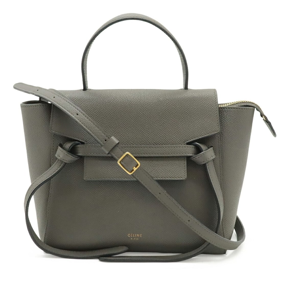 CELINE Belt Bag Nano Handbag Shoulder Leather Gray 189003: --- Catalog ---Category: SizeSize (HxWxD): 19cm x 27.5cm x 11.5cm / 7.48'' x 10.82'' x 4.52''Category: DesignType: Handbag, Shoulder bagColor: GrayGender: WomenMaterial: Leather Category: GeneralBrand