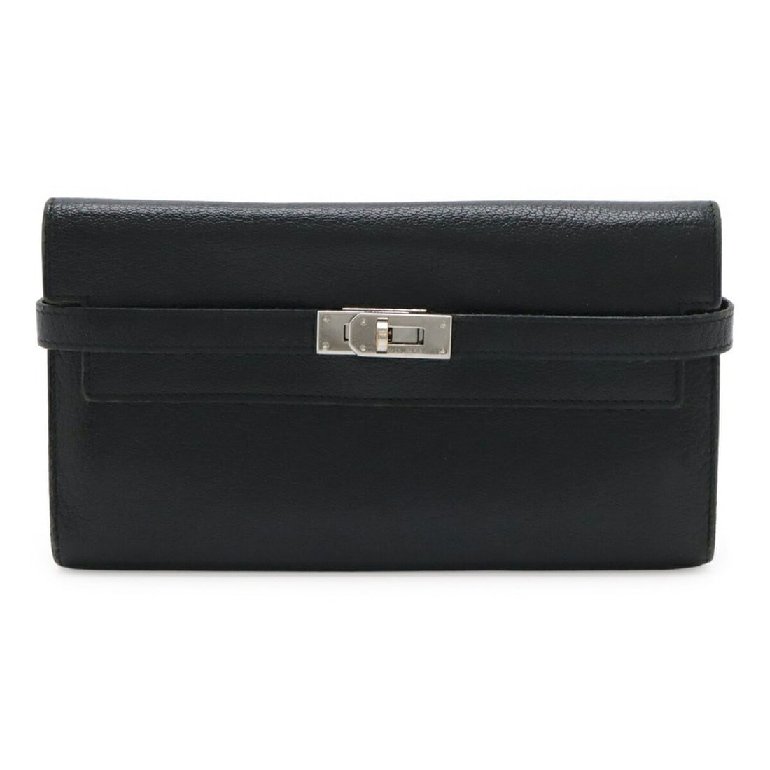 HERMES Kelly Wallet Long Bi-fold Wallet, Chevre Leather, Black, ?N Stamp (1 of 19)