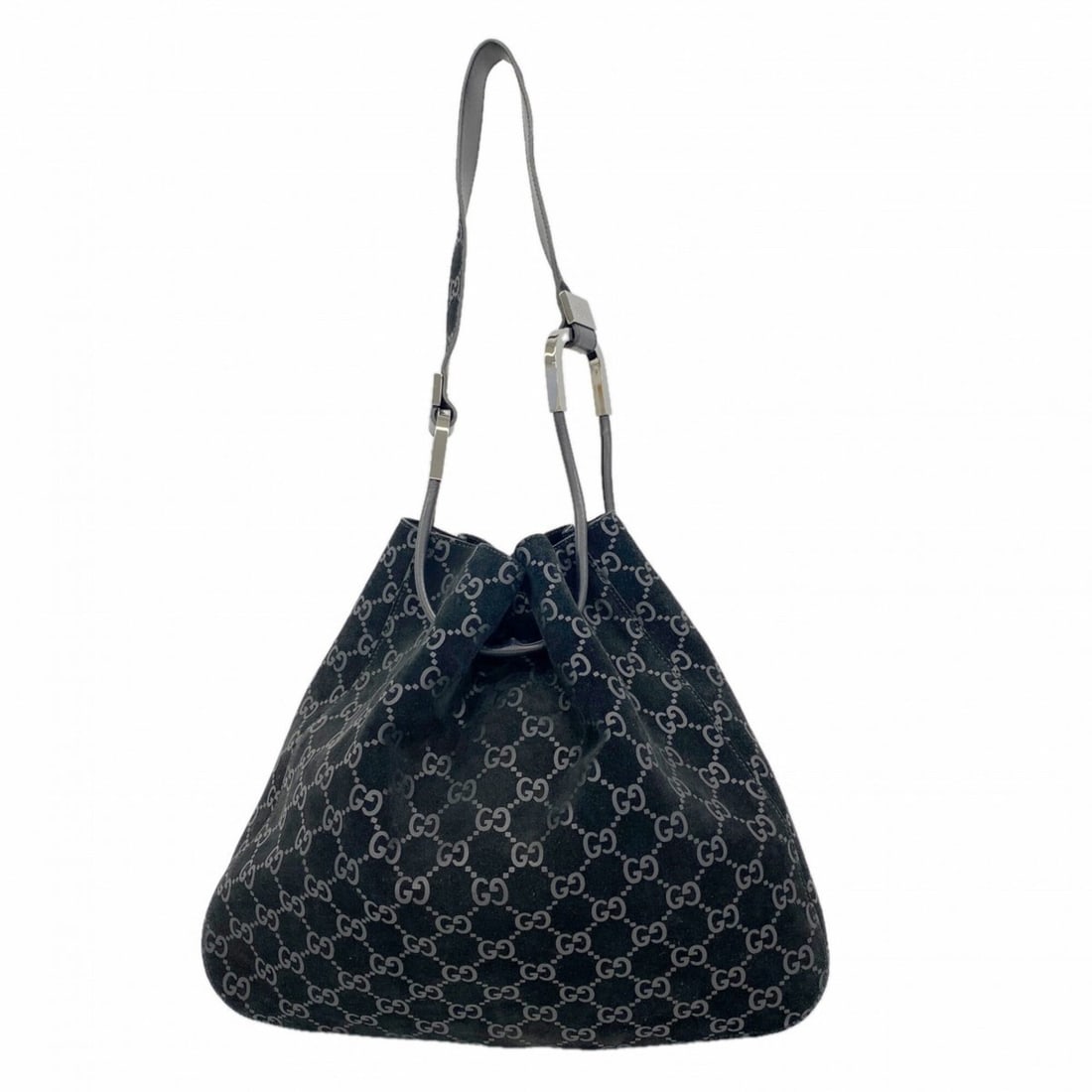 Gucci Shoulder Bag 001 3746 Suede Black Gray Women's: --- Catalog ---Category: SizeSize (HxWxD): 31cm x 33cm x 5.5cm / 12.2'' x 12.99'' x 2.16''Category: DesignType: Shoulder bagColor: Black, GrayGender: WomenMaterial: Suede Hardware Color: SilverCategor