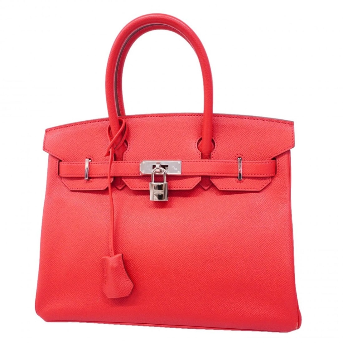 Hermes Birkin 30 handbag, Veau Epsom leather, Rouge Pivoine, ?O stamp, ladies'.: --- Catalog ---Category: SizeSize (HxWxD): 24cm x 29cm x 14cm / 9.44'' x 11.41'' x 5.51''Category: DesignType: HandbagColor: Red colorGender: WomenMaterial: Epsom leather Hardware Color: SilverCategor