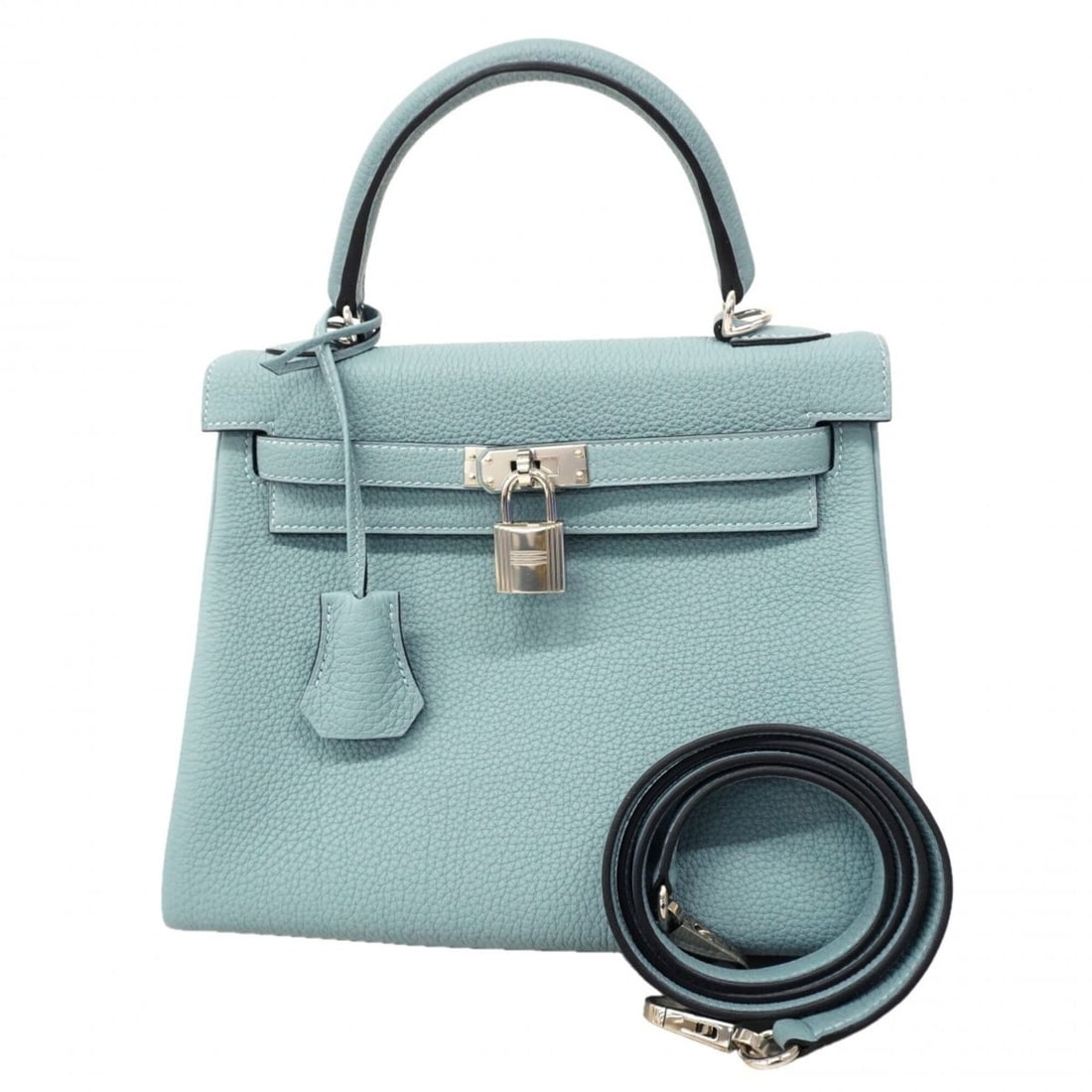 Hermes Kelly 25 Togo Leather Handbag, Ciel, Y Stamp, 2-way Bag for Women (1 of 18)