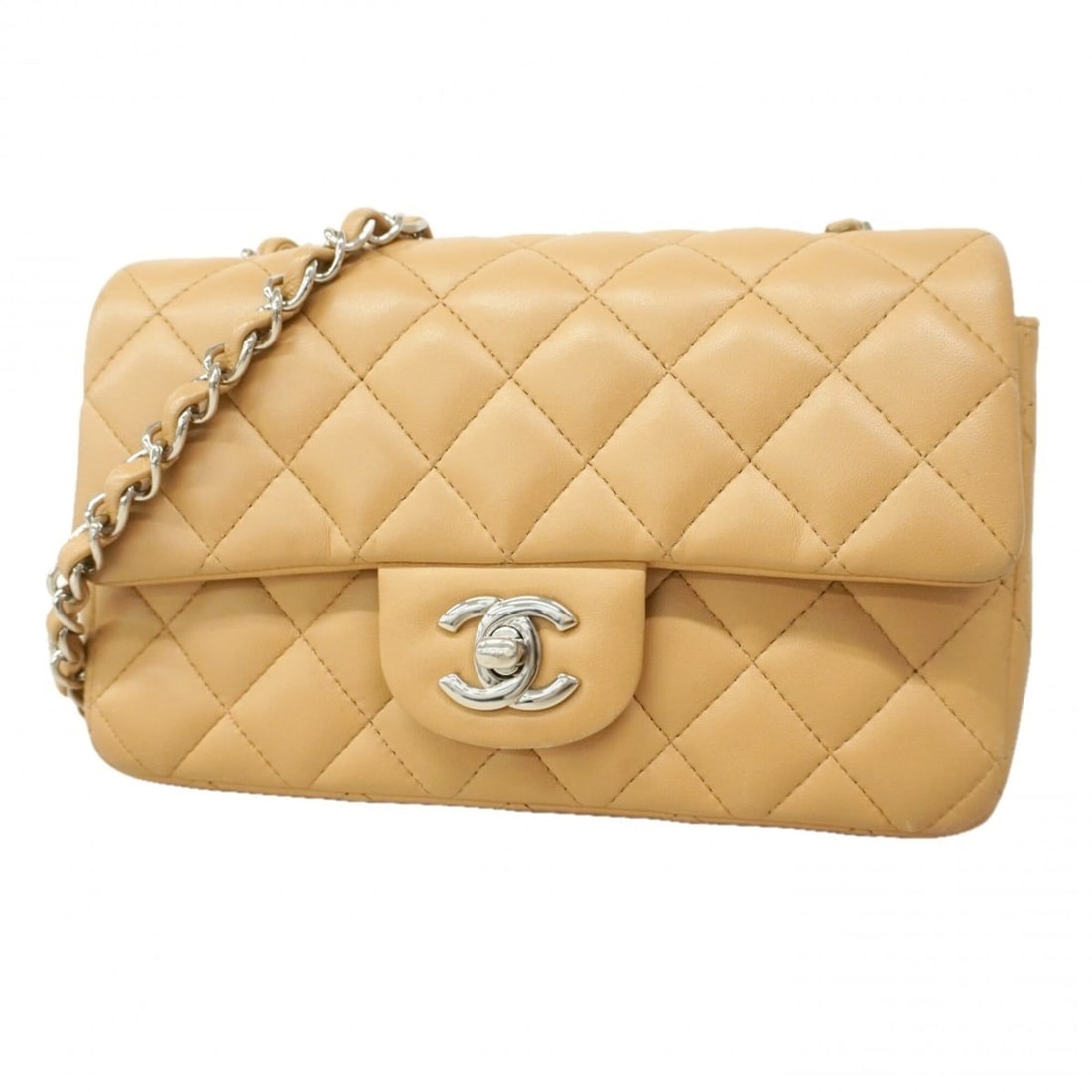 Chanel Matelassé Chain Shoulder Bag, Lambskin, Beige, Women's: --- Catalog ---Category: SizeSize (HxWxD): 12.5cm x 20cm x 6cm / 4.92'' x 7.87'' x 2.36''Category: DesignType: Shoulder bagColor: BeigeGender: WomenMaterial: Leather Hardware Color: SilverLeather/Fur 