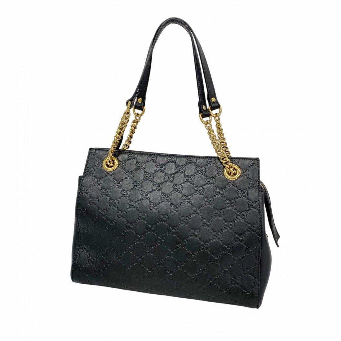 Gucci Tote Bag/Chain Tote, Guccissima, 453773, Leather, Black, Women's (1 of 20)