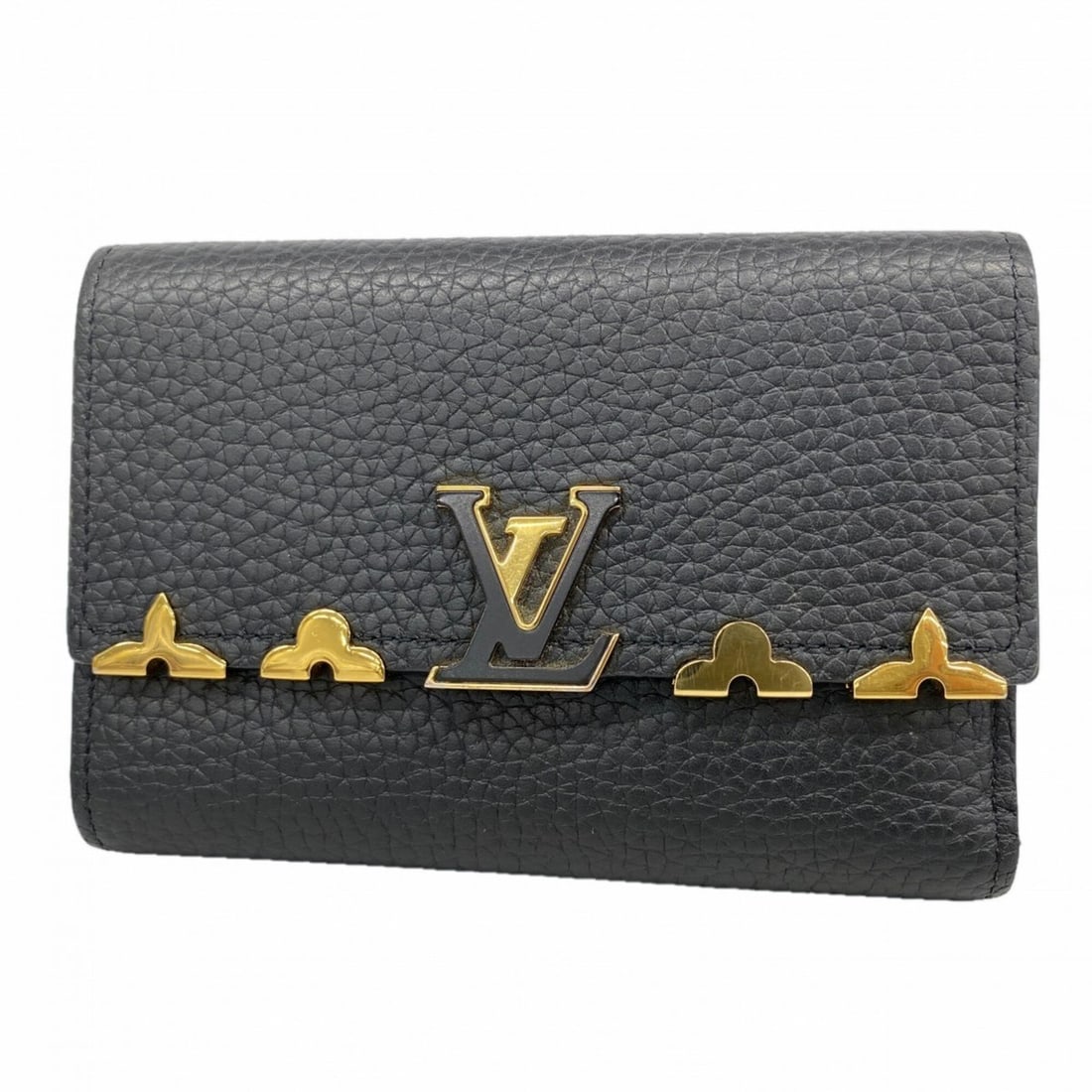 Louis Vuitton Tri-fold Wallet, Taurillon Leather, Portefeuille Capucines, M82764, Noir (Women's): --- Catalog ---Category: SizeSize (HxWxD): 9.5cm x 13.5cm x 2cm / 3.74'' x 5.31'' x 0.78''Category: DesignType: Wallet (tri-fold)Color: NoirGender: WomenCategory: GeneralMPN: M82764Brand: Louis Vuitto
