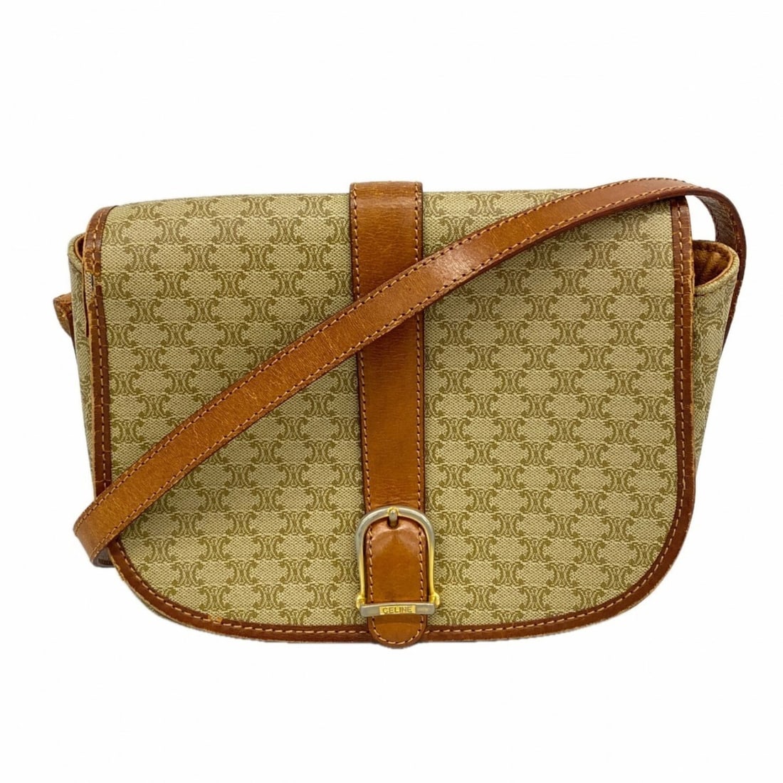 Celine Macadam Shoulder Bag, Beige, Women's: --- Catalog ---Category: SizeSize (HxWxD): 17cm x 20.5cm x 7cm / 6.69'' x 8.07'' x 2.75''Category: DesignType: Shoulder bagColor: BeigeGender: WomenMaterial: PVC Hardware Color: GoldCategory: GeneralB