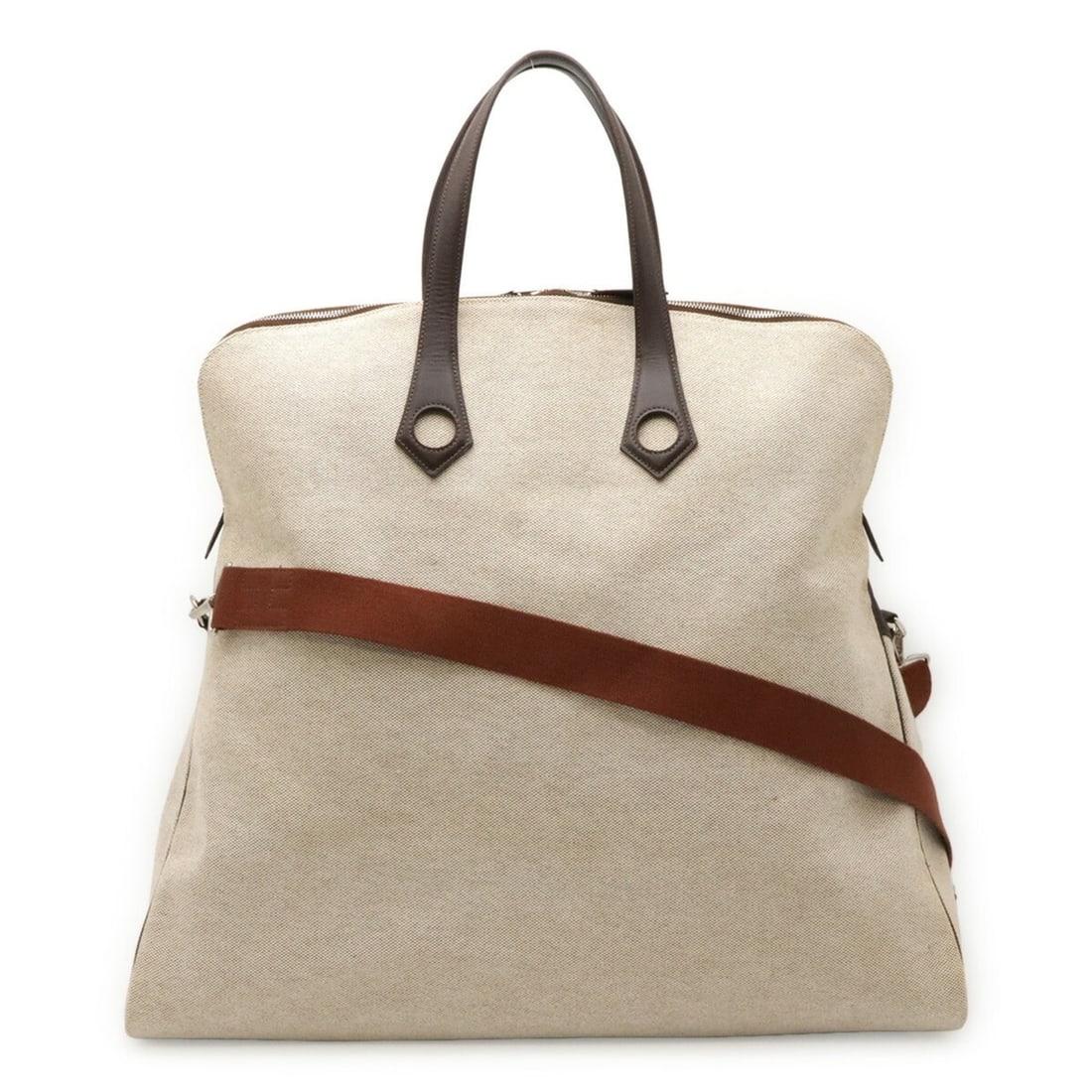 HERMES Sac Ybou MM Tote Bag Handbag Toile H Leather Ivory Natural Brown ?J Stamp: --- Catalog ---Category: SizeSize (HxWxD): 34cm x 40cm x 7cm / 13.38'' x 15.74'' x 2.75''Category: DesignType: Handbag, Tote bagColor: Brown, NaturalGender: WomenMaterial: Toile H , Leather Category: 