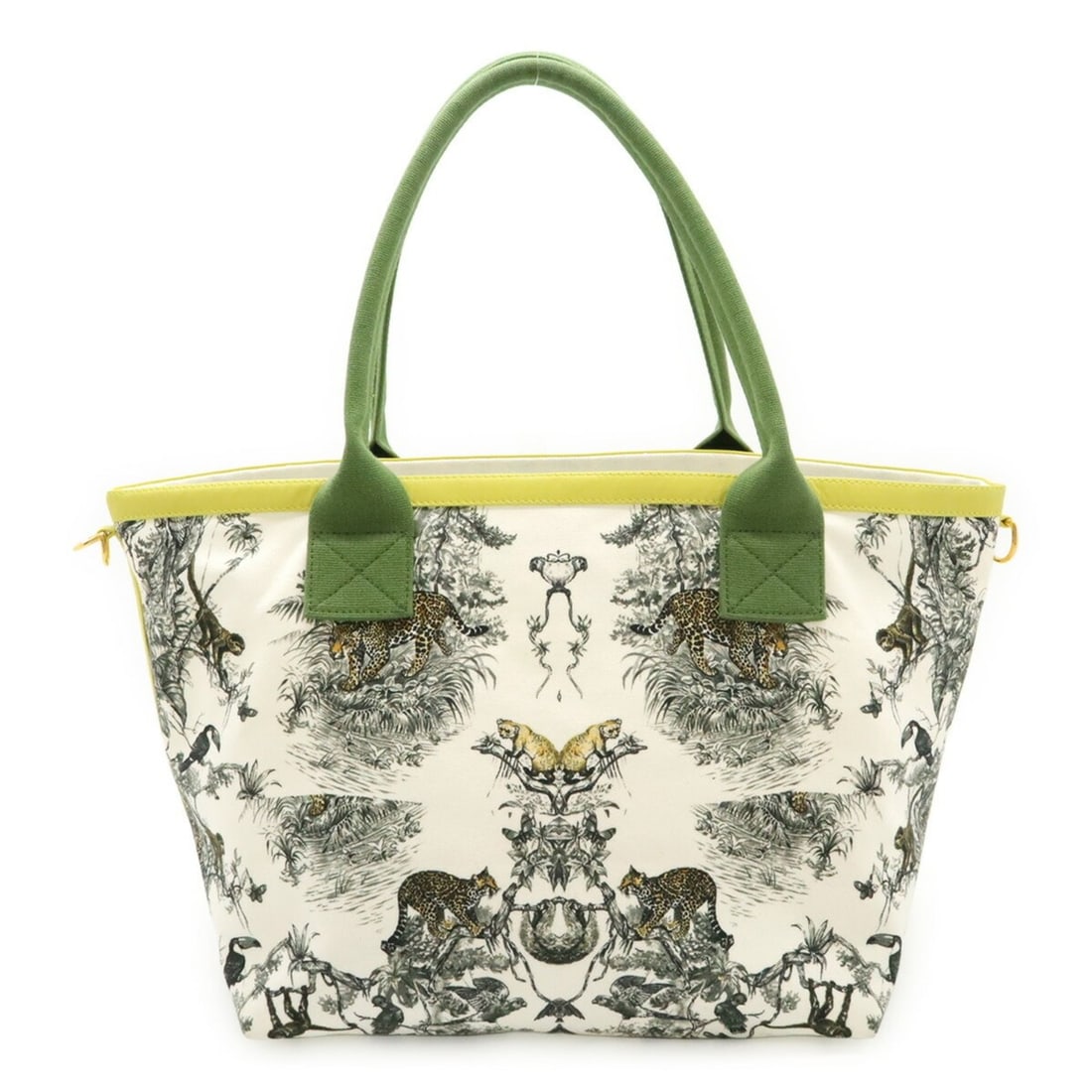 HERMES Cabas Petit H Tote Bag Shoulder Leopard Print Canvas White Green Yellow: --- Catalog ---Category: SizeSize (HxWxD): 25.5cm x 44cm x 18.5cm / 10.03'' x 17.32'' x 7.28''Category: DesignType: Shoulder bag, Tote bagColor: Green, White, YellowGender: WomenMaterial: Canvas , Lea