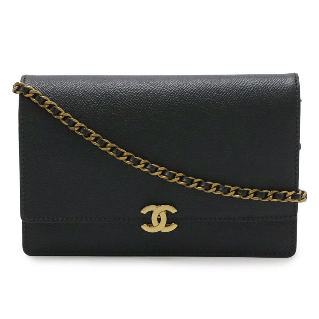CHANEL Coco Mark Wallet Chain Shoulder Bag Pouch Caviar Leather Black: --- Catalog ---Category: SizeSize (HxWxD): 13cm x 19cm x 3.5cm / 5.11'' x 7.48'' x 1.37''Category: DesignType: Shoulder bagColor: BlackGender: WomenMaterial: Grained Calfskin Category: GeneralBrand: C