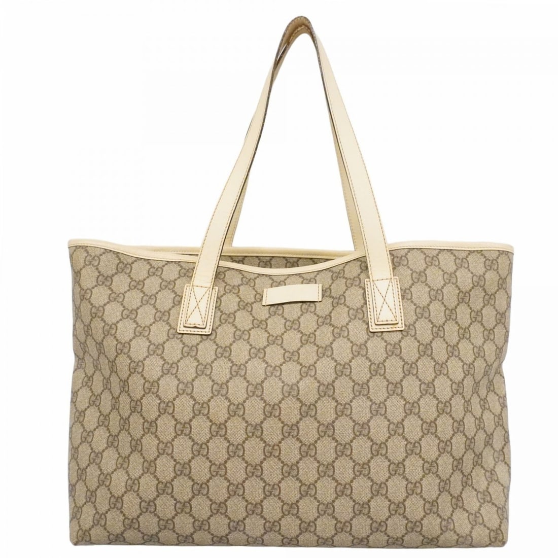 Gucci GG Supreme Tote Bag 211137 Beige Brown Ivory Women's: --- Catalog ---Category: SizeSize (HxWxD): 27.5cm x 37cm x 11cm / 10.82'' x 14.56'' x 4.33''Category: DesignType: Tote bagColor: Beige, Brown, IvoryGender: WomenMaterial: PVC Hardware Color: SilverCat