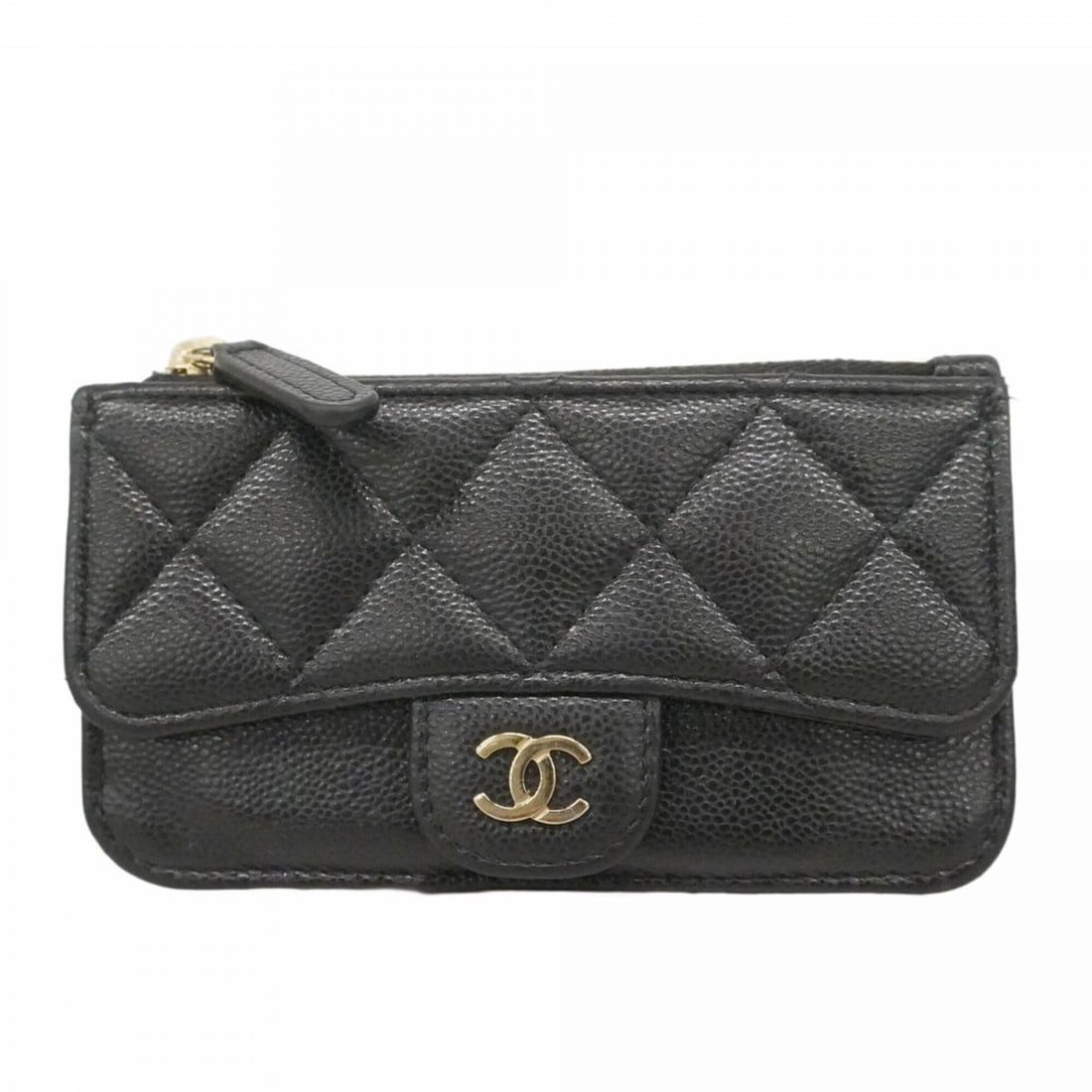 Chanel Matelassé Caviar Leather Wallet/Coin Case, Black, Women's: --- Catalog ---Category: SizeSize (HxWxD): 7cm x 13.5cm x 1.5cm / 2.75'' x 5.31'' x 0.59''Category: DesignType: Coin purse/coin caseColor: BlackGender: WomenMaterial: Grained Calfskin Category: Genera