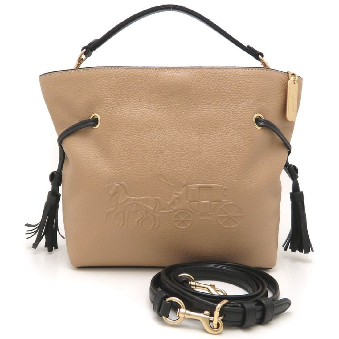 COACH Andy Crossbody CA164 2-Way Handbag Leather Beige Black Women's 353235 (1 of 11)