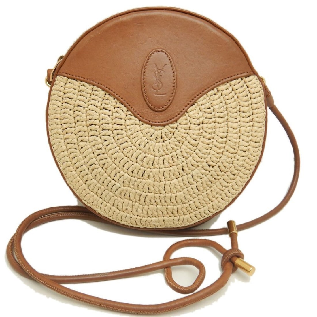 YVES SAINT LAURENT Round Camera Bag 685883 Shoulder Raffia x Leather Brown Natural Women's 253776: --- Catalog ---Category: SizeSize (HxWxD): 18cm x 18cm x 3cm / 7.08'' x 7.08'' x 1.18''Strap Length: 148cm / 58.26''Category: DesignType: Shoulder bagColor: BrownGender: WomenClosure: ZipperMaterial:
