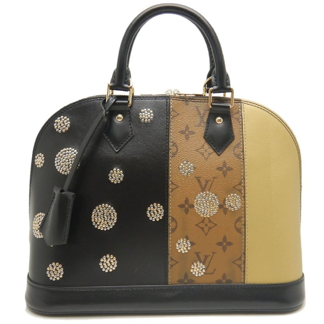 LOUIS VUITTON Monogram Reverse Alma PM Studded Handbag, 2017 Limited Edition, M43407, Noir Brown,: --- Catalog ---Category: SizeSize (HxWxD): 23cm x 31cm x 14.5cm / 9.05'' x 12.2'' x 5.7''Category: DesignType: HandbagColor: Brown, NoirGender: WomenClosure: ZipperMaterial: Coated canvas Hardware Col