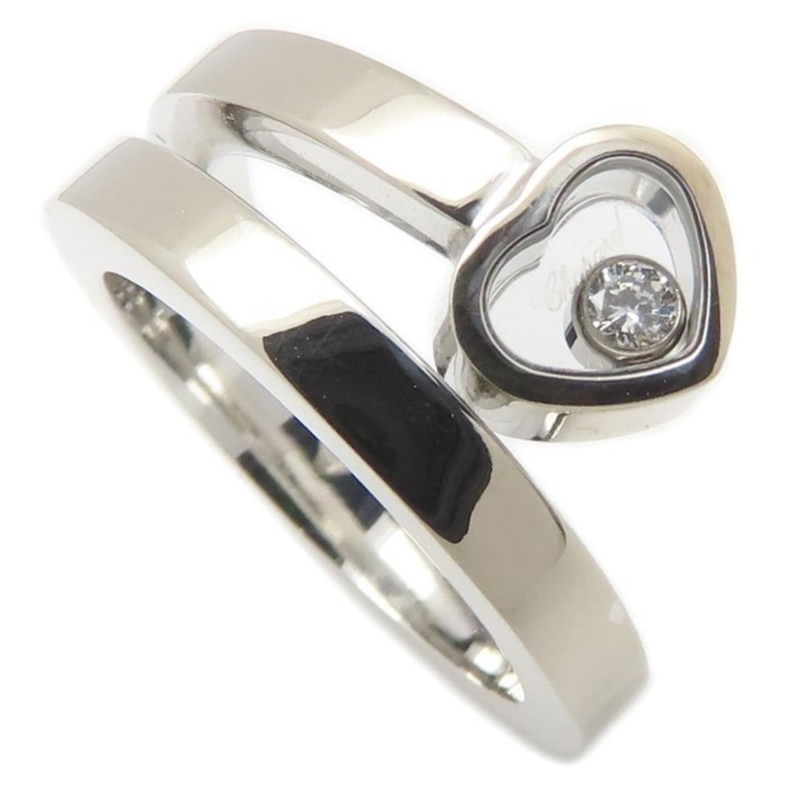 Chopard Happy Heart Twist Ring, Diamond, 18K White Gold, Women's, Size 82, 6717 295478: --- Catalog ---Category: SizeWeight: 8.6g / 0.3oz.JP Size: 9.5US Size: 5Category: DesignType: Band ringStone: DiamondGender: WomenMaterial: White gold (18K)Category: GeneralBrand: Chopard--- Item