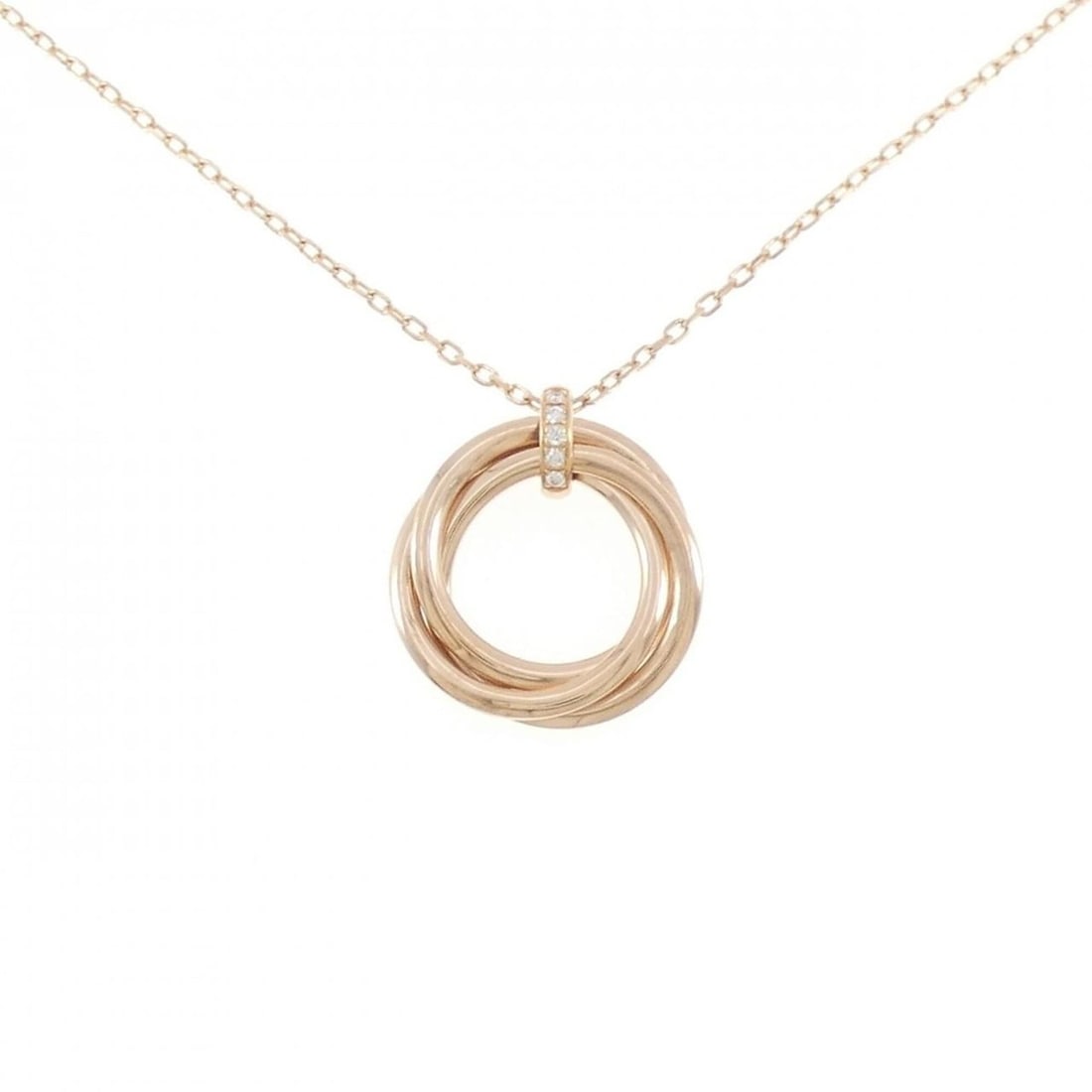 Cartier Trinity Necklace: --- Catalog ---Category: SizePendant Size: 19.8mm x 18.8mm / 0.77'' x 0.74''Neck Circumference: 42 cm / 16.53''Category: DesignGender: WomenMaterial: Pink gold (18K)Pendant Type: PendantNecklace