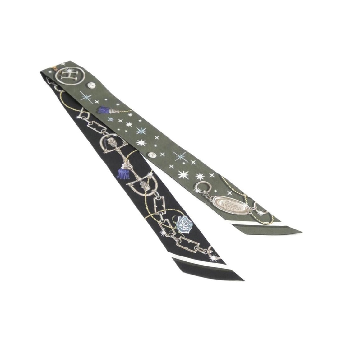 Hermes C'EST LA FETE Twilly 062743S Scarf Muffler: --- Catalog ---Category: SizeSize (LxW): 86cm x 5cm / 33.85'' x 1.96''Category: DesignType: ScarfColor: WhiteGender: WomenMaterial: Silk Category: GeneralMPN: 062743SBrand: Hermes--- Item List ---Sect