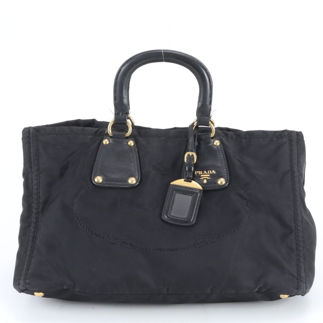 Prada Tessuto Nylon Leather Tote Bag, Handbag, Shoulder Black, Women's: --- Catalog ---Category: SizeSize (HxWxD): 25cm x 39cm x 23cm / 9.84'' x 15.35'' x 9.05''Category: DesignType: Handbag, Tote bagColor: BlackGender: WomenMaterial: Nylon , Leather Category: GeneralBran