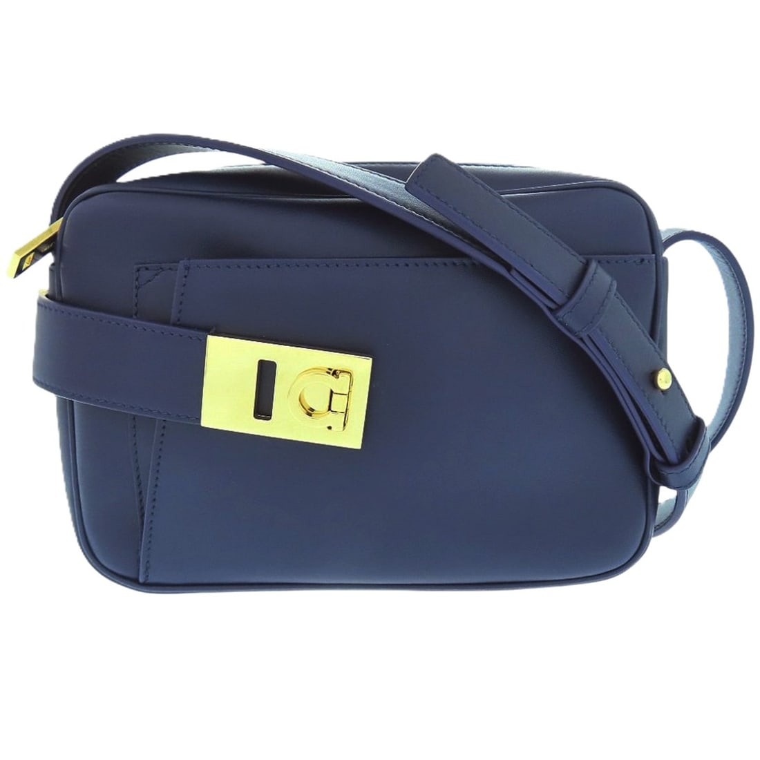 Salvatore Ferragamo Gancini Shoulder Bag, Calfskin, Metal, Midnight Blue, Navy, 0360Salvatore: --- Catalog ---Category: SizeSize (HxWxD): 14.5cm x 20cm x 5.5cm / 5.7'' x 7.87'' x 2.16''Category: DesignType: Shoulder bagColor: Blue, NavyGender: WomenMaterial: Leather Leather/Fur Type: CalfskinCa