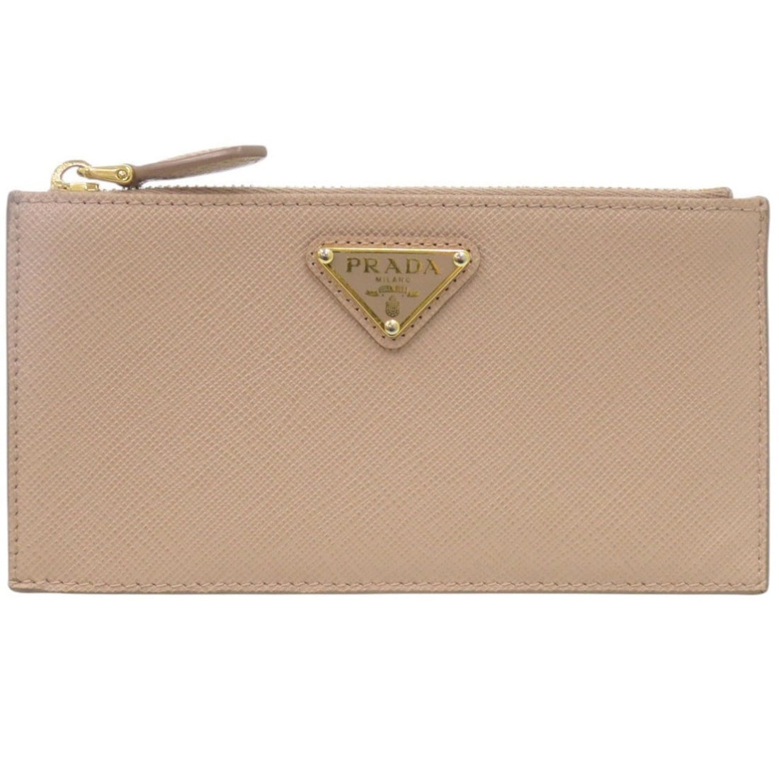 Prada Saffiano Triangle Leather Beige Fragment Case Wallet 0574PRADA: --- Catalog ---Category: SizeSize (HxWxD): 8cm x 15.5cm / 3.14'' x 6.1''Category: DesignType: Coin purse/coin caseColor: BeigeGender: WomenMaterial: Saffiano triangle Category: GeneralBrand: PradaCoun