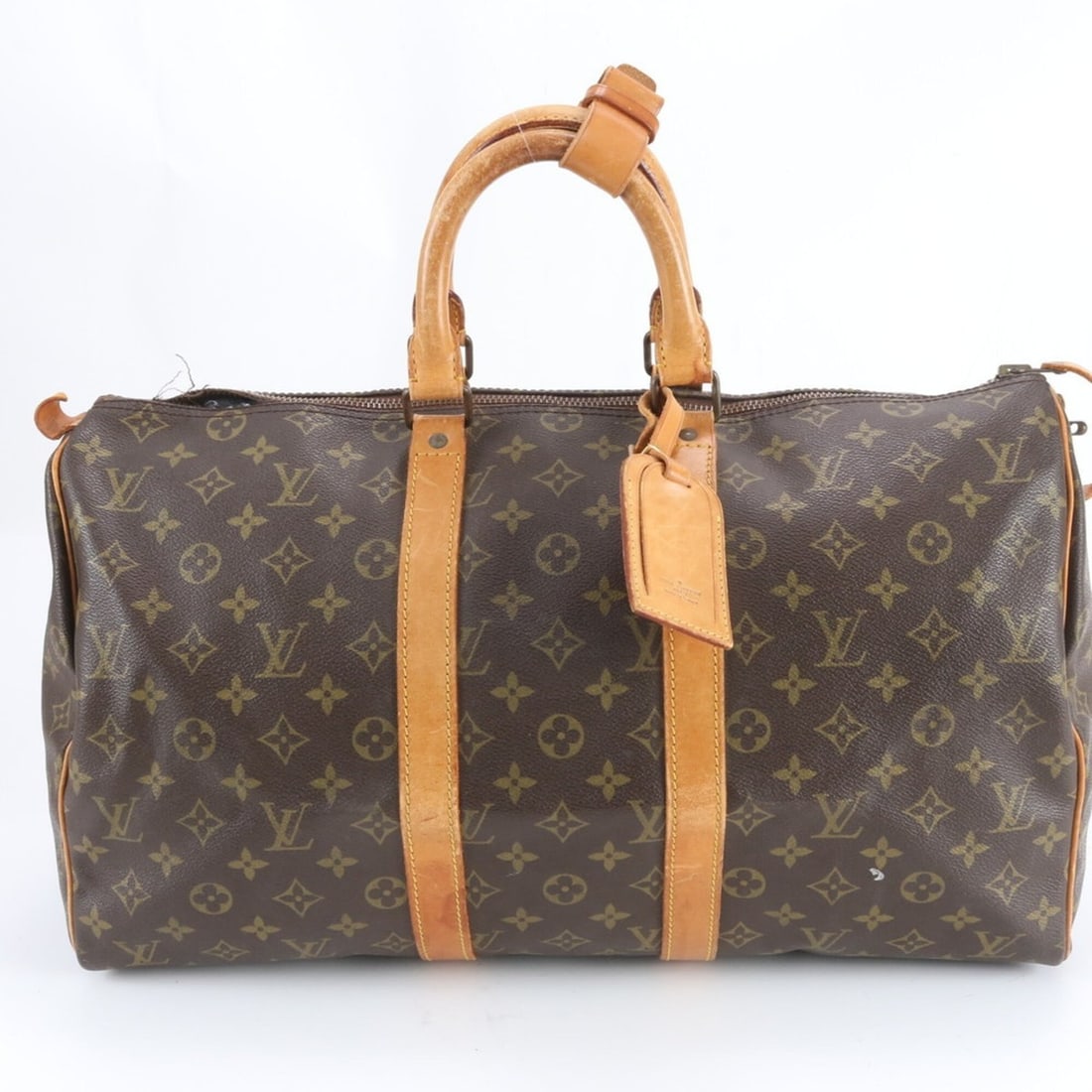 Louis Vuitton Monogram Keepall 45 M41428 Leather Boston Handbag Tote Bag Carry-on for Men: --- Catalog ---Category: SizeSize (HxWxD): 31cm x 47cm x 22cm / 12.2'' x 18.5'' x 8.66''Category: DesignType: Handbag, Tote bagColor: BrownGender: MenMaterial: Leather , Coated canvas Category: Genera