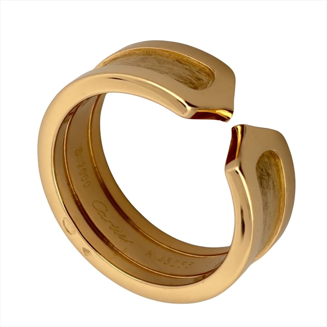Cartier C2 Ring, Size #50, 18K Yellow Gold, 7.4g, Men's/Women's.: --- Catalog ---Category: SizeUS Size: 5.5Brand Size: 50Category: DesignType: Band ringGender: Men,WomenMaterial: Yellow gold (18K)Category: GeneralBrand: Cartier--- Item List ---Section: ConditionRank
