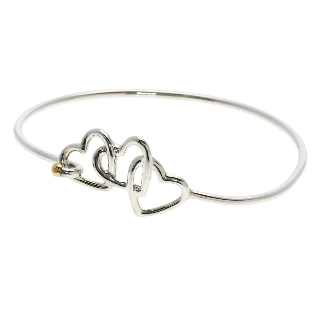 Tiffany & Co. Triple Heart Bracelet, Silver/18K Yellow Gold, Women's.: --- Catalog ---Category: SizeLength: 17.5cm / 6.88''Category: DesignType: BangleGender: WomenMaterial: Silver, Yellow gold (18K)Category: GeneralBrand: Tiffany--- Item List ---Section: ConditionRankin