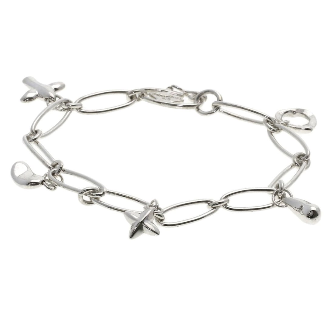 Tiffany & Co. Elsa Peretti 5 Charm Bracelet, Silver, Women's.: --- Catalog ---Category: SizeLength: 17cm / 6.69''Category: DesignType: Charm braceletGender: WomenMaterial: SilverCategory: GeneralBrand: Tiffany--- Item List ---Section: ConditionRanking: Rank SA Us