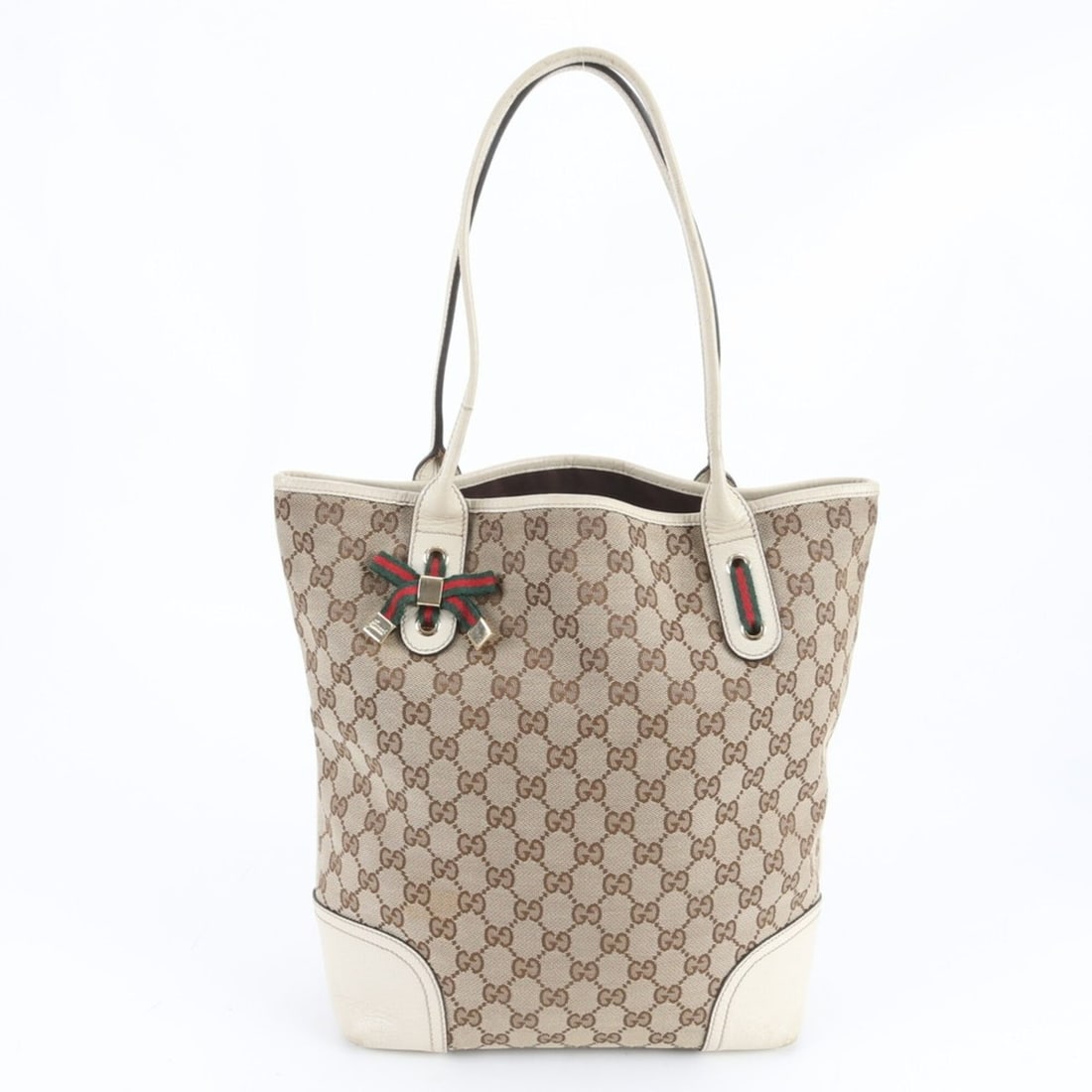 Gucci GG Canvas Sherry Princy 181779 Leather Tote Bag / Handbag Shoulder Women's: --- Catalog ---Category: SizeSize (HxWxD): 31cm x 25cm x 12cm / 12.2'' x 9.84'' x 4.72''Category: DesignType: Handbag, Tote bagColor: Beige, WhiteGender: WomenMaterial: Leather , Canvas Category: