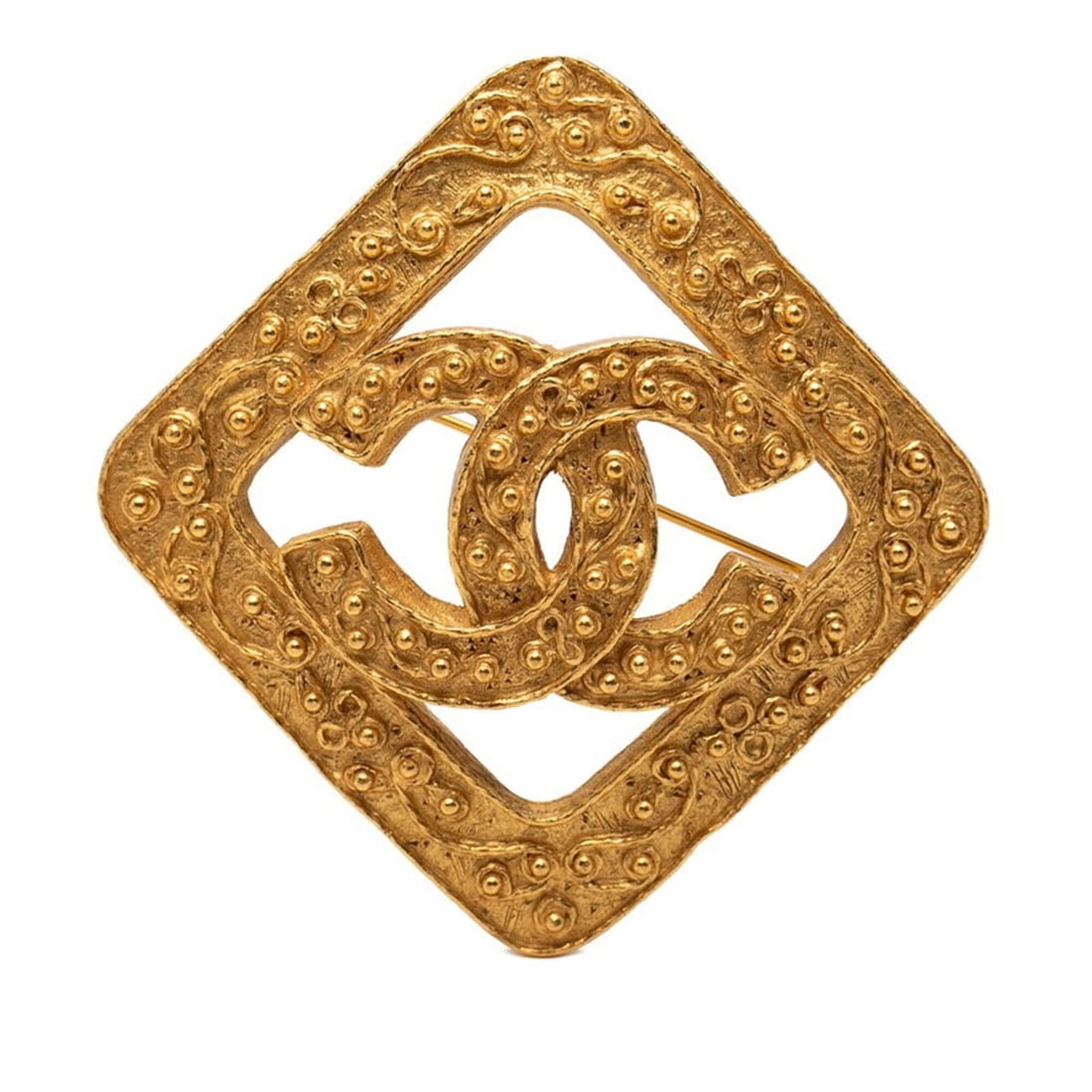Chanel Coco Mark Diamond Brooch Vintage Gold Plated Women's CHANEL: --- Catalog ---Category: SizeSize (HxWxD): 6.2cm x 6.09cm / 2.44'' x 2.39''Category: DesignType: BroochColor: GoldGender: WomenCategory: GeneralBrand: Chanel--- Item List ---Section: ConditionRanking: