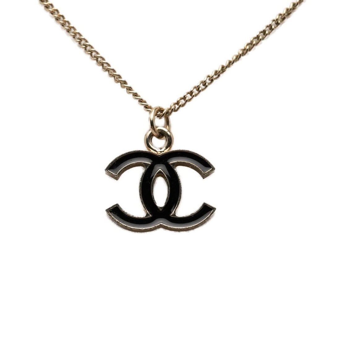 Chanel Coco Mark Pendant Necklace 05V Gold Black Plated Women's CHANEL: --- Catalog ---Category: SizePendant Size: 13.4mm x 18.1mm / 0.52'' x 0.71''Neck Circumference: 42 cm / 16.53''Category: DesignColor: Black, GoldGender: WomenNecklace Type: NecklaceCategory: GeneralBr