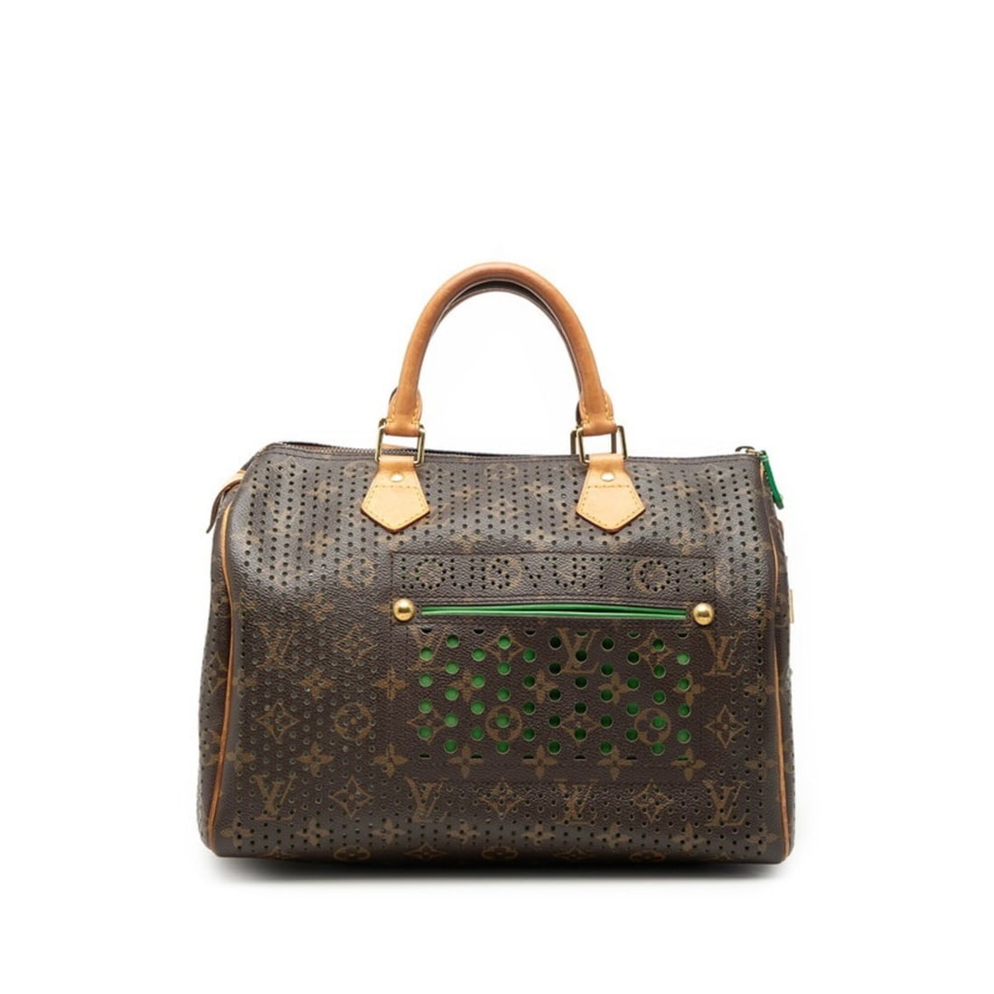 Louis Vuitton Monogram Perfo Speedy 30 Handbag Mini Boston Bag M95181 Brown Vert Leather Women's: --- Catalog ---Category: SizeSize (HxWxD): 21cm x 30cm x 17cm / 8.26'' x 11.81'' x 6.69''Category: DesignType: Boston bag, HandbagColor: Brown, VertGender: WomenMaterial: PVC , Leather Category: Gener