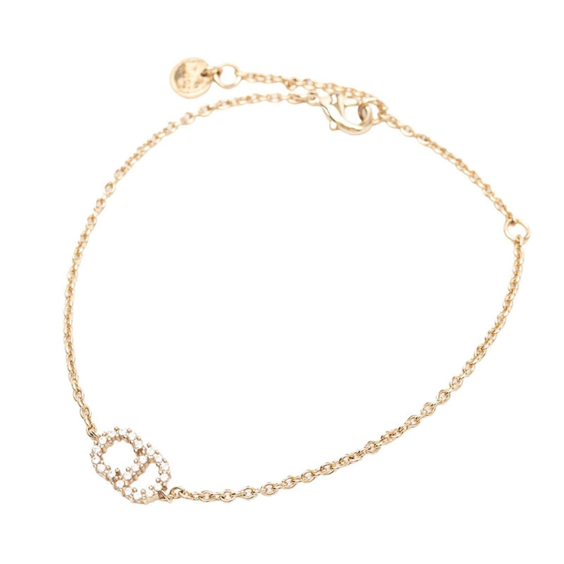 Christian Dior Dior CD Logo Bracelet, Gold Plated, Rhinestones, Women's: --- Catalog ---Category: SizeLength: 20.5cm / 8.07''Category: DesignType: Charm braceletColor: GoldStone: RhinestoneGender: WomenMaterial: Gold platingCategory: GeneralBrand: Christian Dior--- Item Li