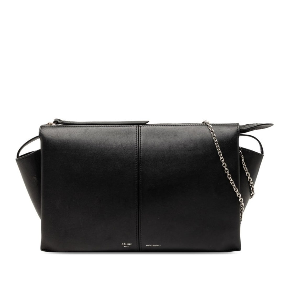 Celine Trifold Chain Shoulder Bag, Black Leather, Women's CELINE (1 of 10)