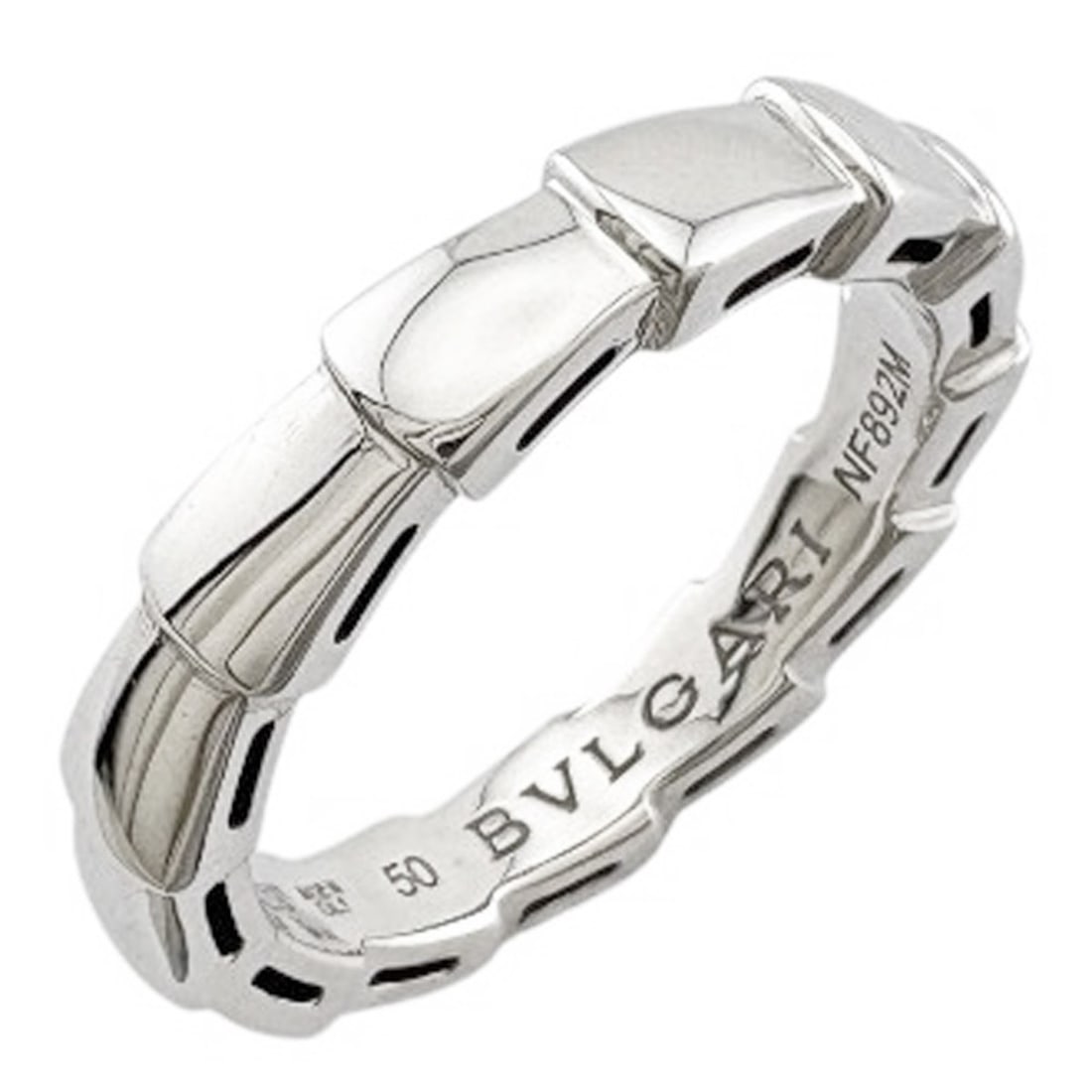 Bvlgari Bulgari Serpenti Viper Ring, 18K White Gold, Women's: --- Catalog ---Category: SizeJP Size: 9.5US Size: 5Category: DesignType: Band ringColor: SilverGender: WomenMaterial: White gold (18K)Category: GeneralBrand: Bvlgari--- Item List ---Section: Condition