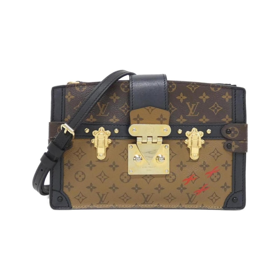 Louis Vuitton Monogram Reverse Trunk Clutch M43596 Shoulder Bag: --- Catalog ---Category: SizeSize (HxWxD): 15cm x 22cm x 7cm / 5.9'' x 8.66'' x 2.75''Category: DesignType: Shoulder bagColor: MarronGender: WomenMaterial: Coated canvas Category: GeneralMPN: M43596Br