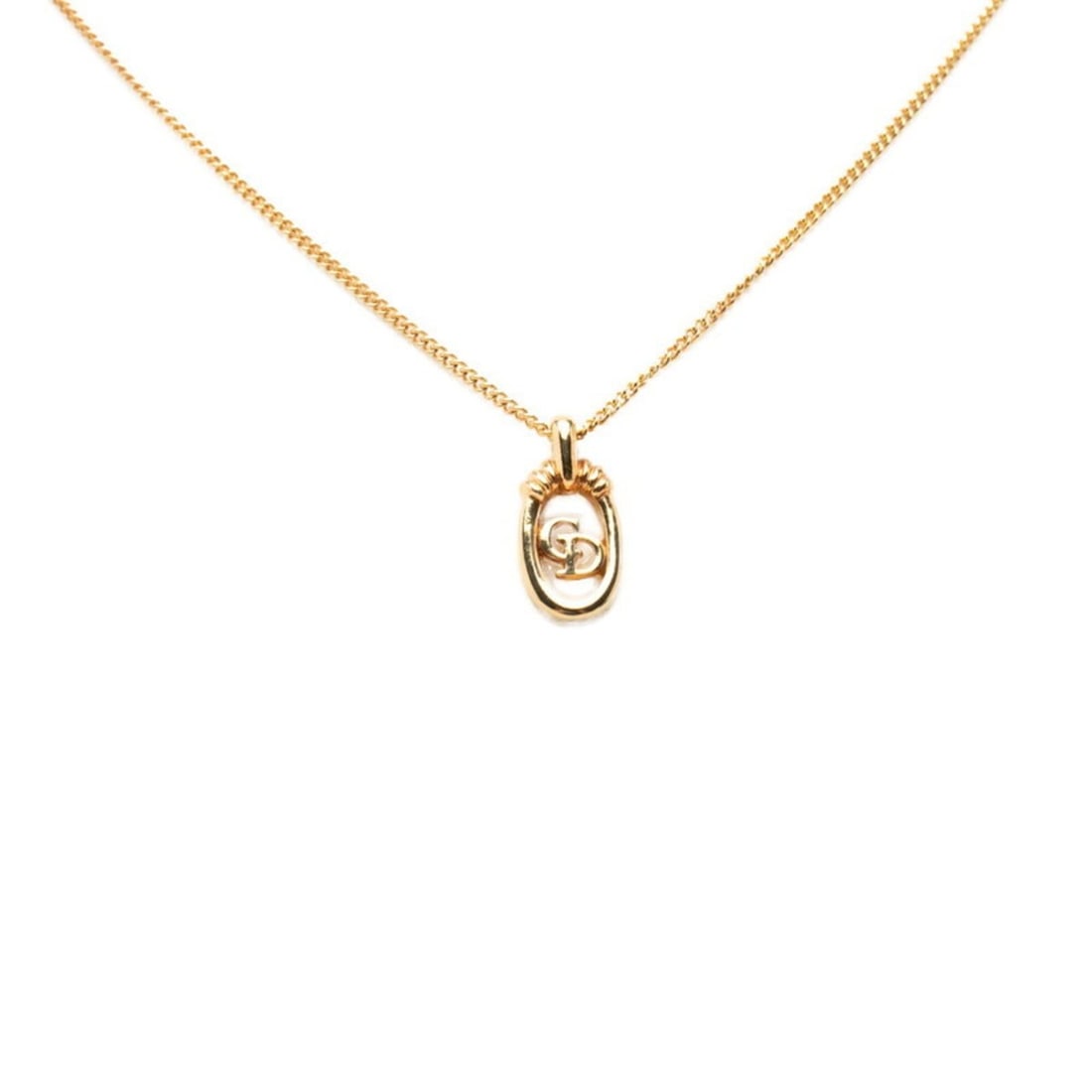 Christian Dior Dior CD Logo Chain Pendant Necklace, Gold Plated, Women's: --- Catalog ---Category: SizePendant Size: 19.5mm x 10mm / 0.76'' x 0.39''Neck Circumference: 45 cm / 17.71''Category: DesignColor: GoldGender: WomenNecklace Type: NecklaceCategory: GeneralBrand: Chri