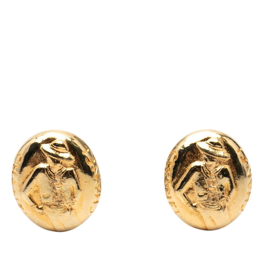 Chanel Mademoiselle Oval Earrings, Gold Plated, Women's.: --- Catalog ---Category: SizeSize (HxWxD): 24.50mm x 21.40mm / 0.96'' x 0.84''Category: DesignType: Clip earringsColor: GoldGender: WomenCategory: GeneralBrand: Chanel--- Item List ---Section: Conditi
