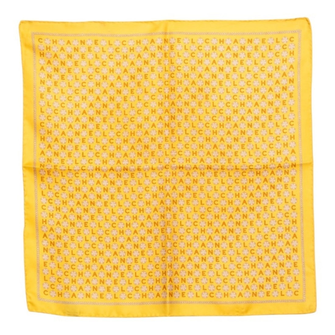 Chanel Logo Camellia Scarf Muffler Yellow Multicolor Silk Women's CHANEL (1 of 12)