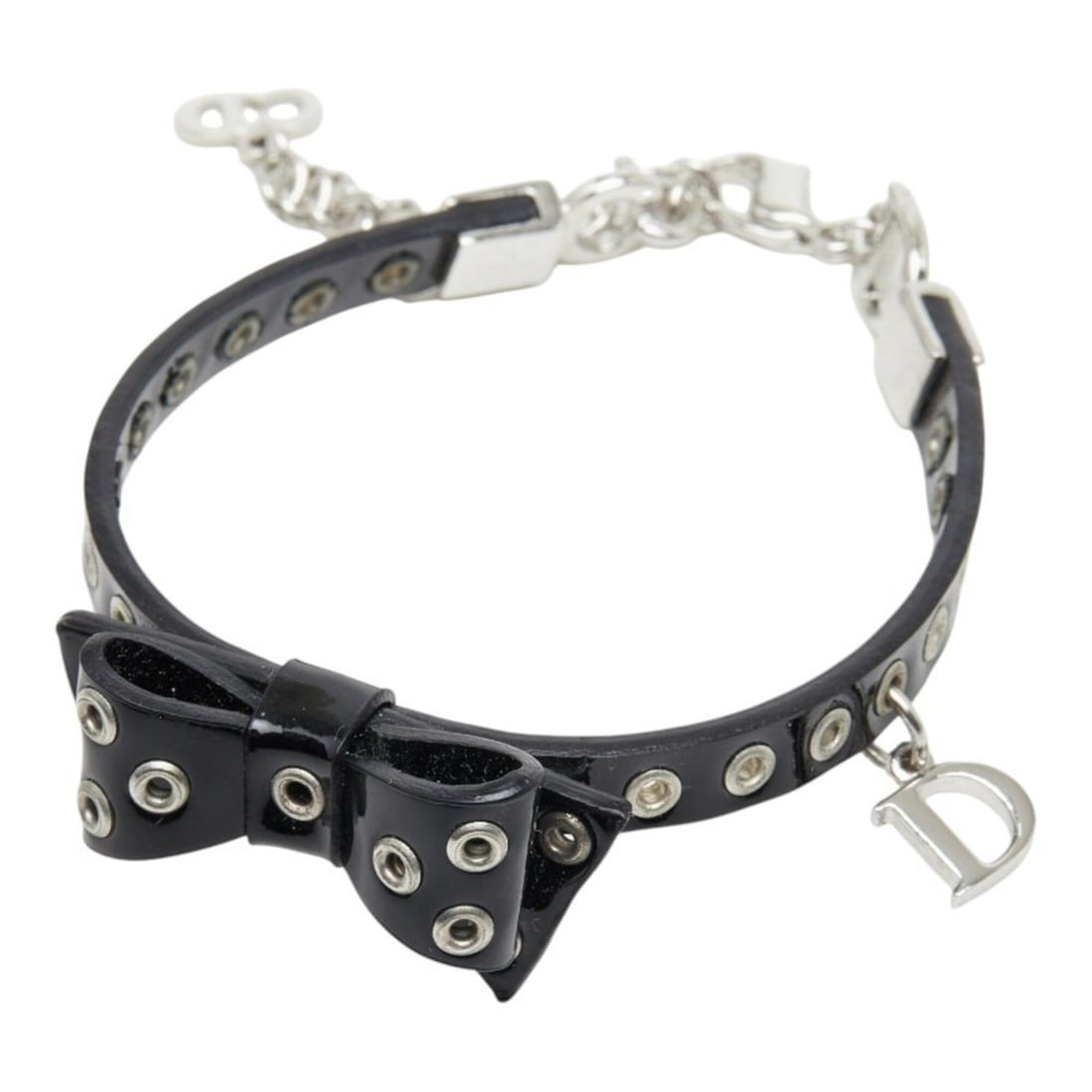 Christian Dior Dior Ribbon Bracelet, Black Patent Leather, Metal, Women's: --- Catalog ---Category: SizeLength: 20.5cm / 8.07''Category: DesignType: Charm braceletColor: BlackGender: WomenMaterial: Metal, Patent leatherCategory: GeneralBrand: Christian Dior--- Item List ---S