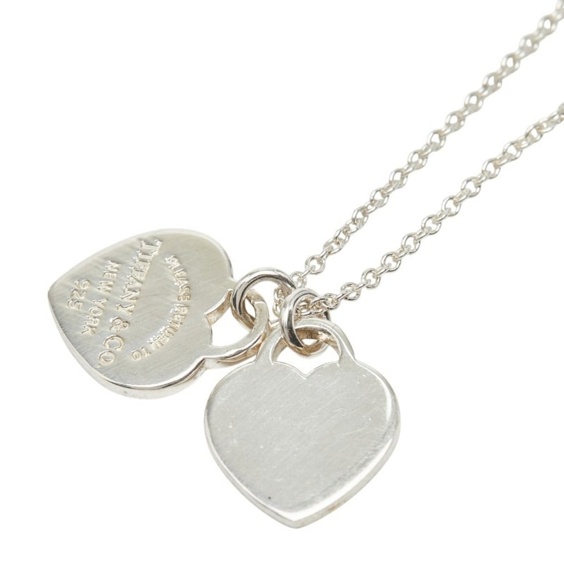 Tiffany & Co. Return to Double Heart Tag Chain Pendant Necklace, SV925 Silver, Women's.: --- Catalog ---Category: SizePendant Size: 11.8mm x 10.1mm / 0.46'' x 0.39''Neck Circumference: 40.5 cm / 15.94''Category: DesignGender: WomenMaterial: Silver 925Necklace Type: NecklaceCategory: Gener