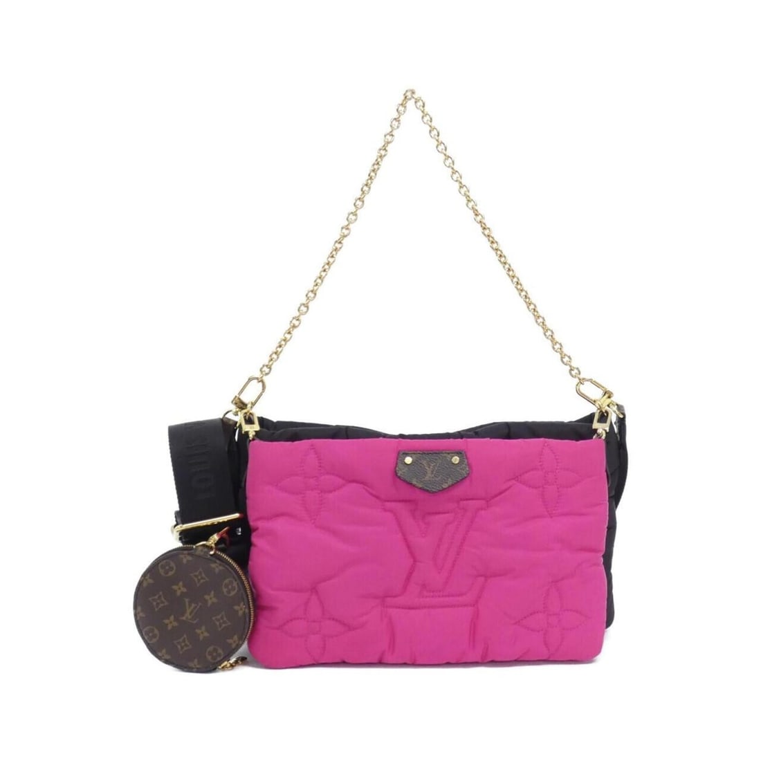 Louis Vuitton LV Pillow Maxi Multi Pochette Accessoires M58980 Shoulder Bag: --- Catalog ---Category: SizeSize (HxWxD): 21cm x 34cm x 5cm / 8.26'' x 13.38'' x 1.96''Category: DesignType: Pochette, Pouch, Shoulder bagColor: Black, PinkGender: Women,MenMaterial: Nylon , Coated c