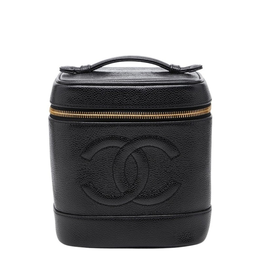 Chanel Coco Mark Vanity Bag Handbag A01998 Black Caviar Leather Women's CHANEL: --- Catalog ---Category: SizeSize (HxWxD): 15cm x 15cm x 12cm / 5.9'' x 5.9'' x 4.72''Category: DesignType: Handbag, Vanity bagColor: BlackGender: WomenMaterial: Grained Calfskin Category: GeneralMPN: