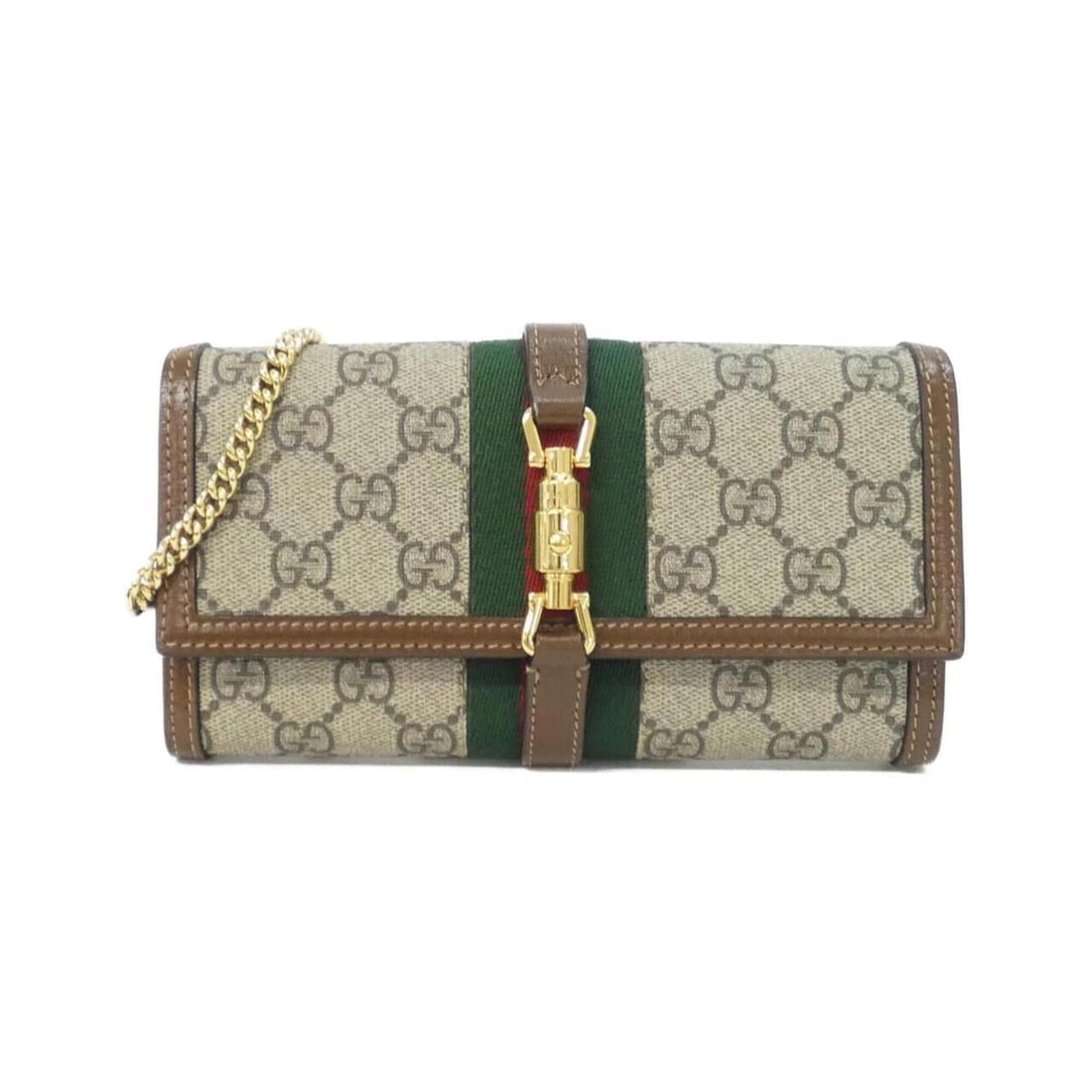 Gucci JACKIE 1961 652681 HUHHG Chain Wallet: --- Catalog ---Category: SizeSize (HxWxD): 10cm x 19cm x 3cm / 3.93'' x 7.48'' x 1.18''Category: DesignType: Chain/Shoulder walletColor: Beige, BrownGender: WomenMaterial: GG Supreme Category: General