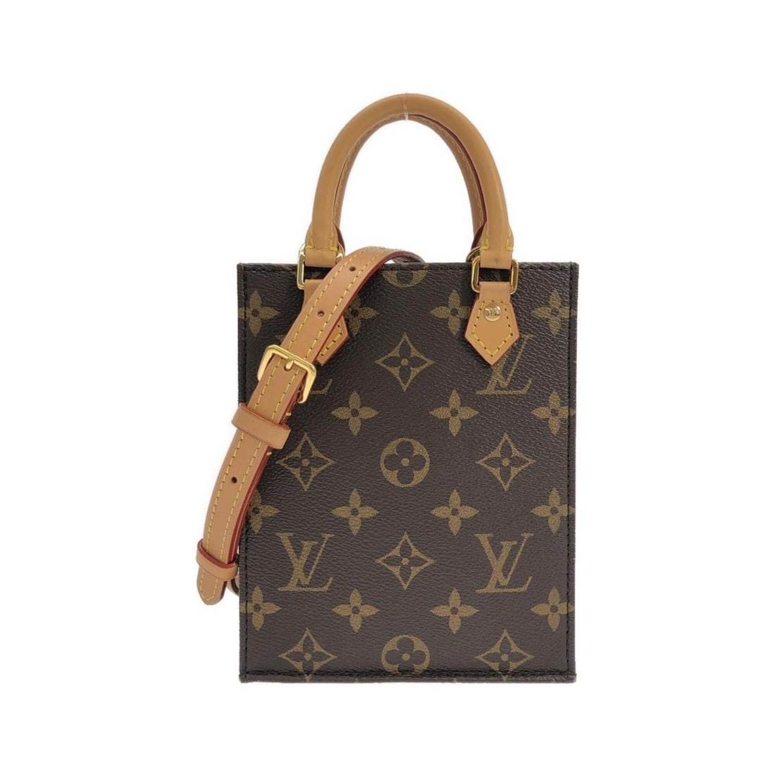 Louis Vuitton Monogram Petite Sac Plat M81295 Handbag: --- Catalog ---Category: SizeSize (HxWxD): 17cm x 13.5cm x 5cm / 6.69'' x 5.31'' x 1.96''Category: DesignType: HandbagColor: MarronGender: Men,WomenMaterial: Coated canvas Hardware Color: